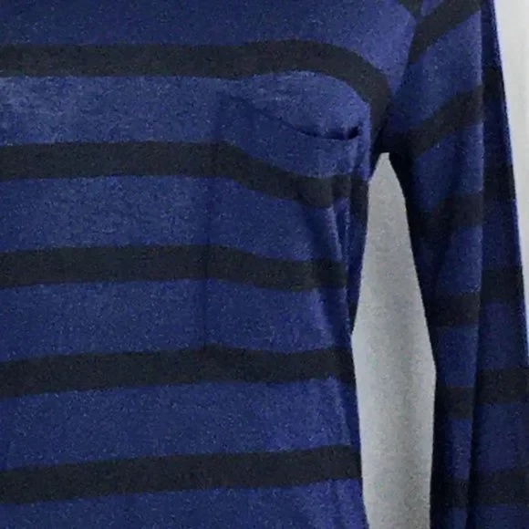 A.L.C. Cutout Dress Long Sleeve Blue Striped T Shirt Crewneck Size S - Picture 4 of 11